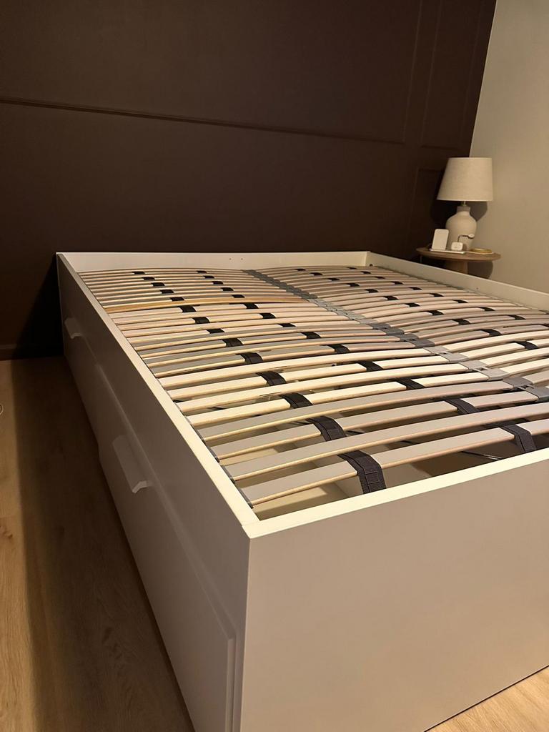 IKEA Brimnes bed, Ophalen, Gebruikt, Wit, Tweepersoons