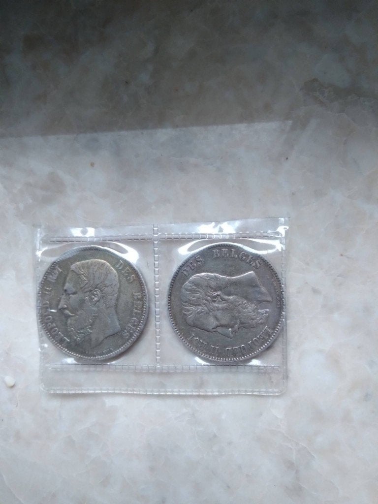 5 fr en argent léopold II de 1865 et 1866 rare, Enlèvement, Argent, Série, Argent