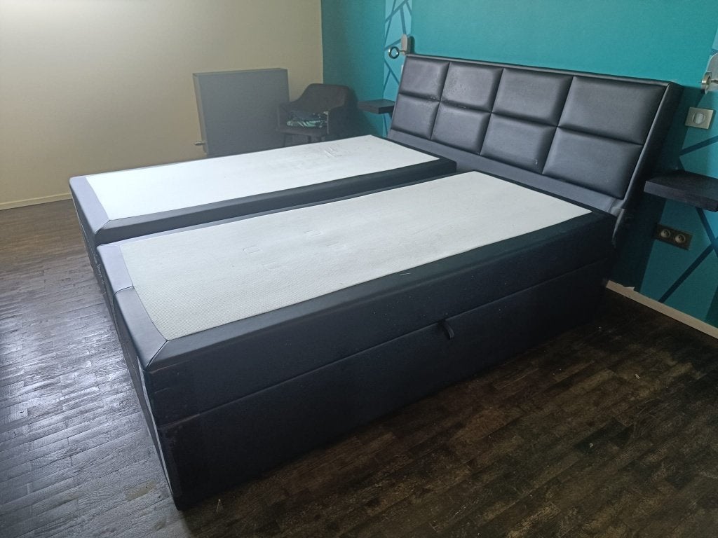 Grand lit de type boxspring 2 personnes GRATUIT, Enlèvement, Utilisé