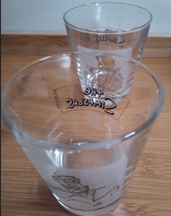 2 "The Simpsons" glazen (1990s) (vlakbij Hubo UZ Gent), Collections, Verres & Petits Verres, Enlèvement