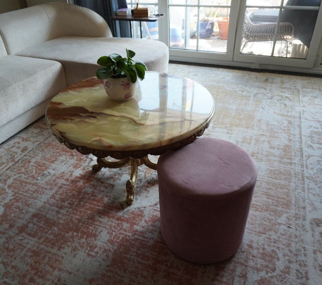 Vintage marmeren salontafel, Huis en Inrichting, Ophalen, 50 tot 100 cm, Klassiek, Rond