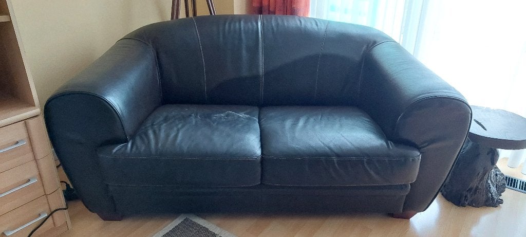 Bruine leren bank, bank, fauteuil. Zeer goede conditie., Huis en Inrichting, Ophalen, Gebruikt, Leer