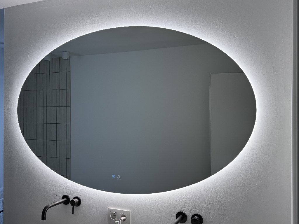 Gliss Design Oval Spiegel 160 x 100 cm Horizontaal incl. LED, 125 cm ou plus, Moins de 100 cm, Comme neuf, Enlèvement