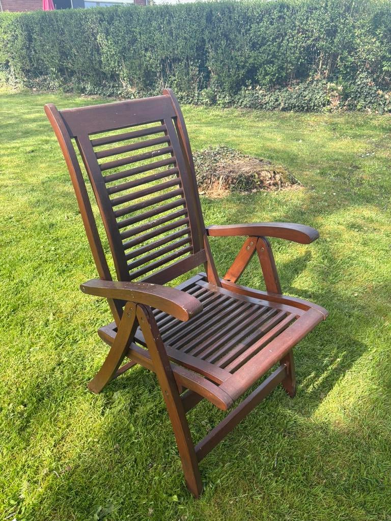 Chaises en bois exotiques + fauteuil, Jardin & Terrasse, Enlèvement, Utilisé, Bois, Pliant