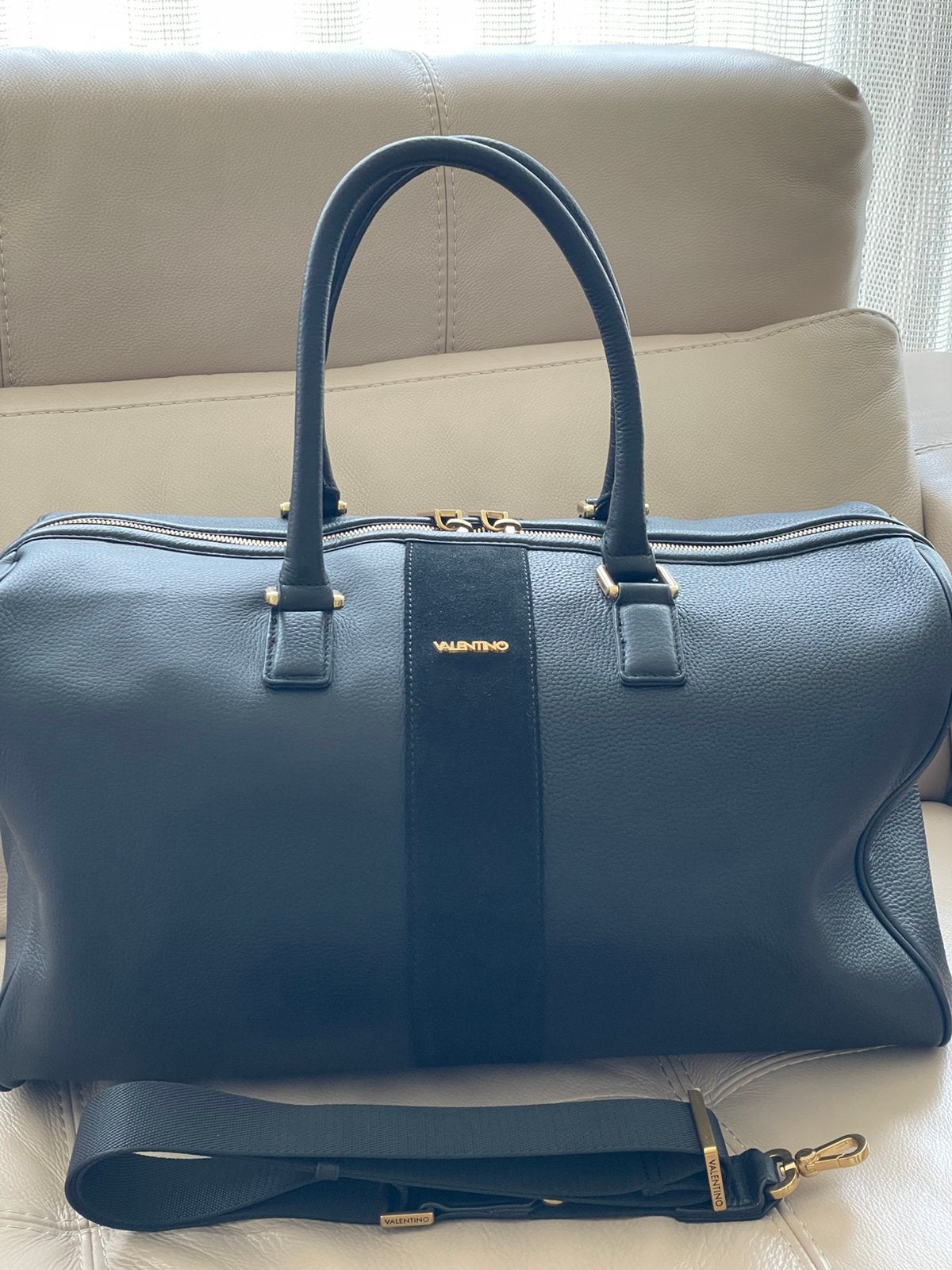 Valentino by Mario Valentino leren weekendtas/reistas, Ophalen, Zo goed als nieuw, Zwart