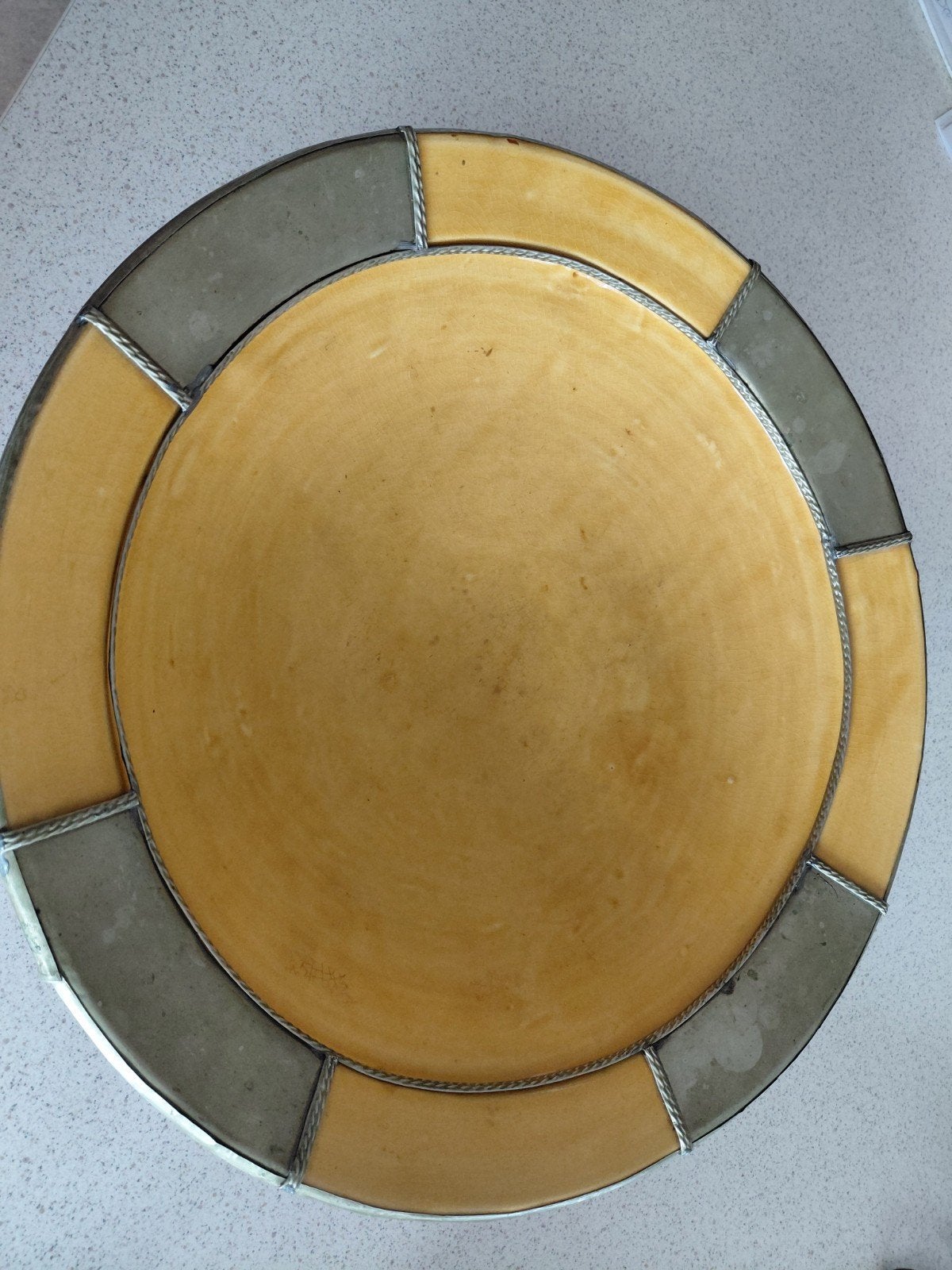 grand plat jaune a fruits de 41 cm de large et 10cm h, Enlèvement, Utilisé, Jaune