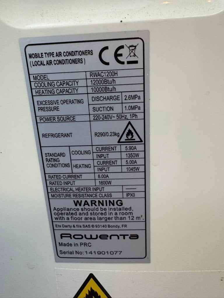 CLIMATISEUR MOBILE, Electroménager, Climatiseurs, Utilisé, Climatiseur mobile, Refroidissement et Déshumidification, Ventilation