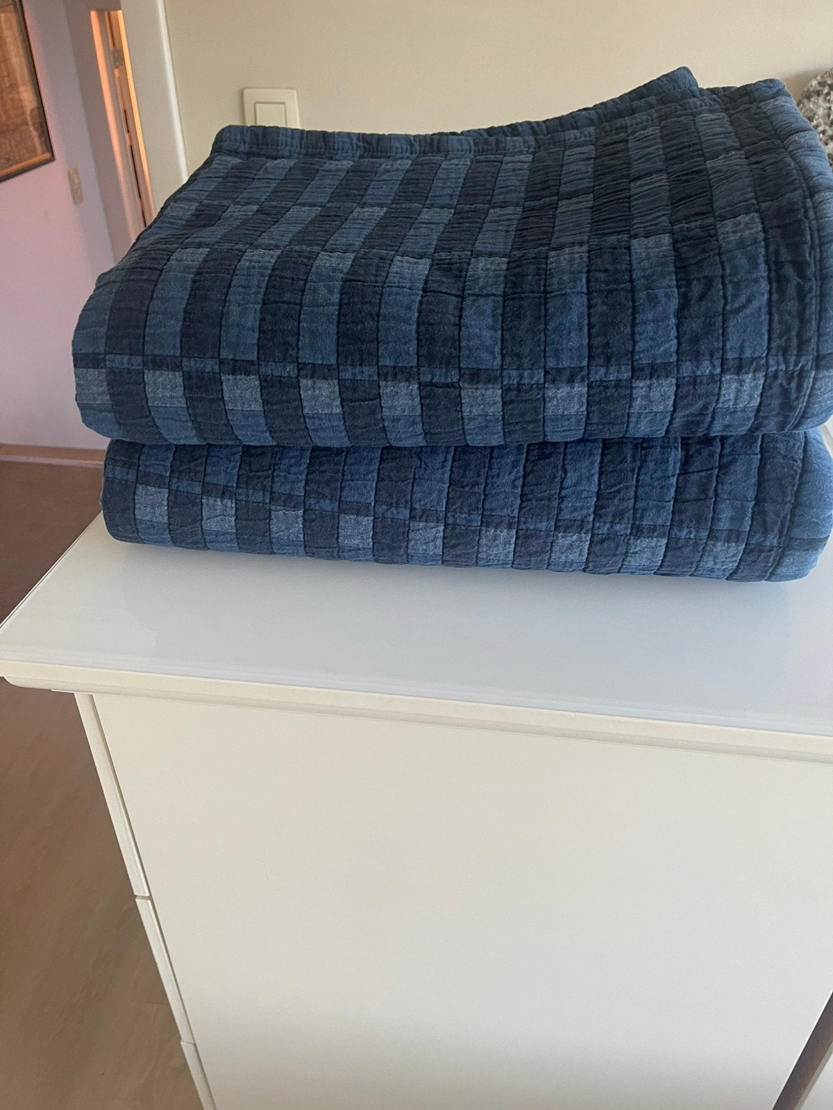 2 stuks bedsprei blauw éénpersoonsbed 160 x 250cm, Huis en Inrichting, Ophalen, Eenpersoons, Blauw, Katoen