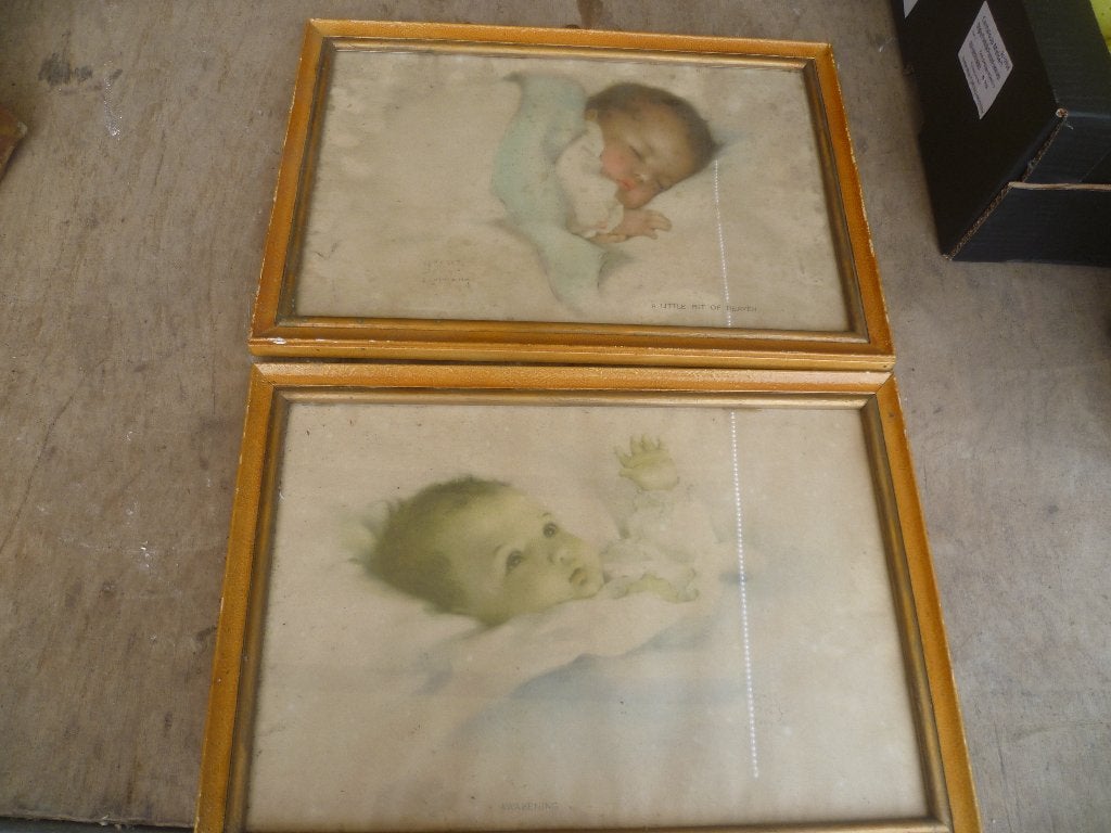KOPPEL OUDE KADERS MET BABY FOTO S, Antiek en Kunst, Ophalen