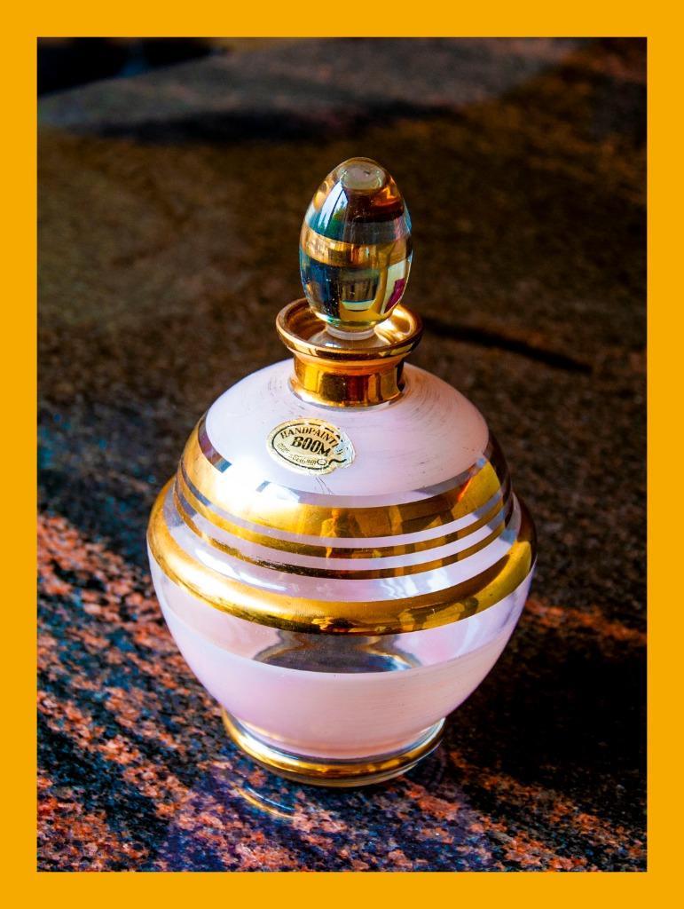 "De Rupel BOOM" : Mid Century Roze en Gouden Likeur KARAF, Antiek en Kunst, Antiek | Glaswerk en Kristal, Ophalen of Verzenden