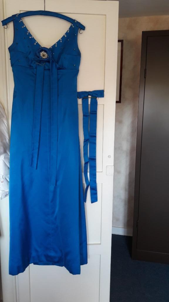 Lange jurk voor trouwsuite maat 38, Ophalen of Verzenden, Gedragen, Blauw, Bruidsmeisjeskleding