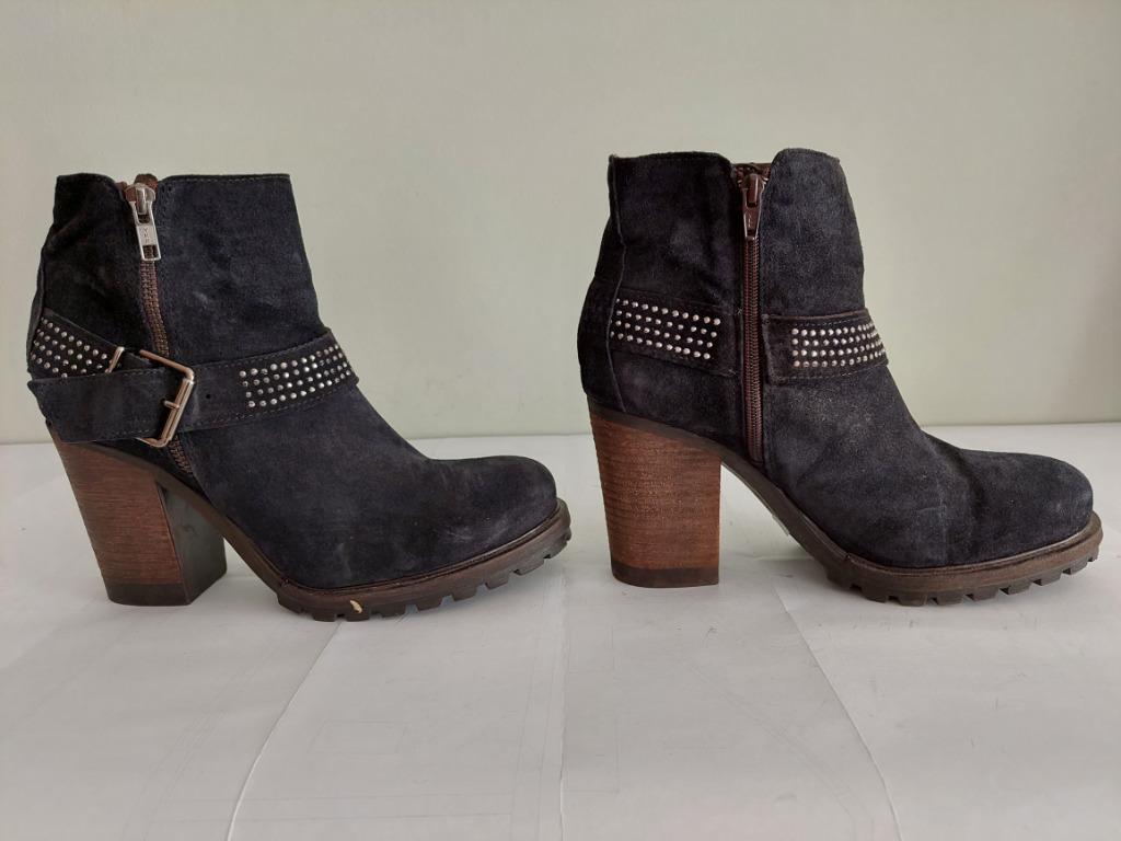 117C* EXIT jolis bottillons bleus cuir (41), Exit, Boots et Botinnes, Porté, Bleu