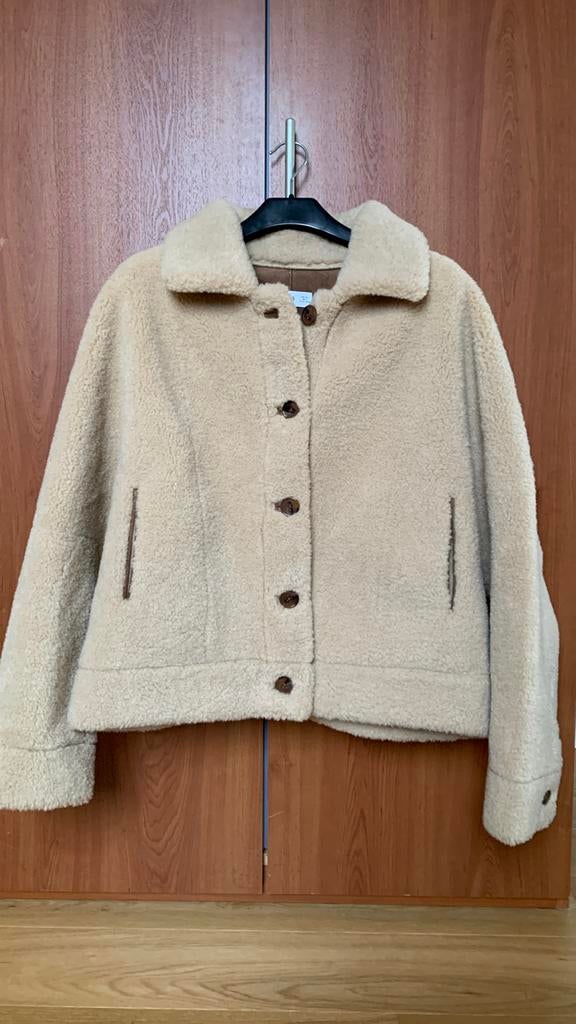 Jas oversized teddy-jas Mango, maat L, in perfecte staat, Kleding | Dames, Jassen | Winter, Mango, Beige, Maat 42/44 (L), Ophalen of Verzenden