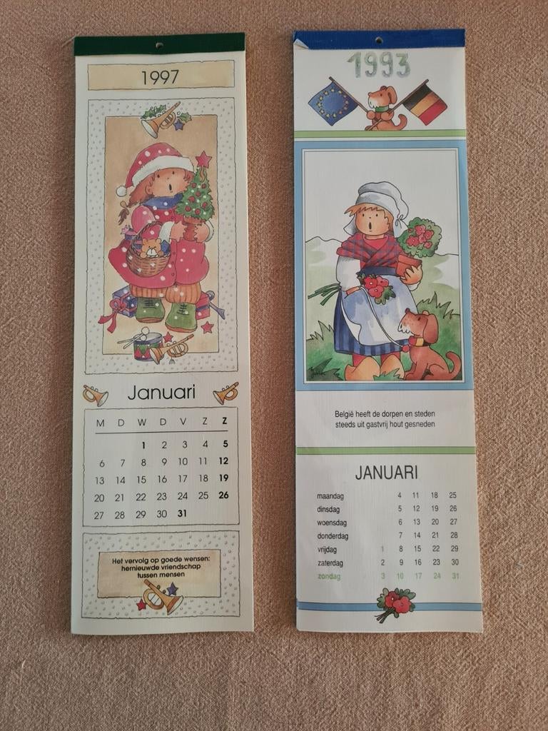 2 vintage kalenders uit 1993 en 1997, 10€ voor 2 stuks., Divers, Calendriers, Enlèvement ou Envoi, Calendrier mensuel, Comme neuf