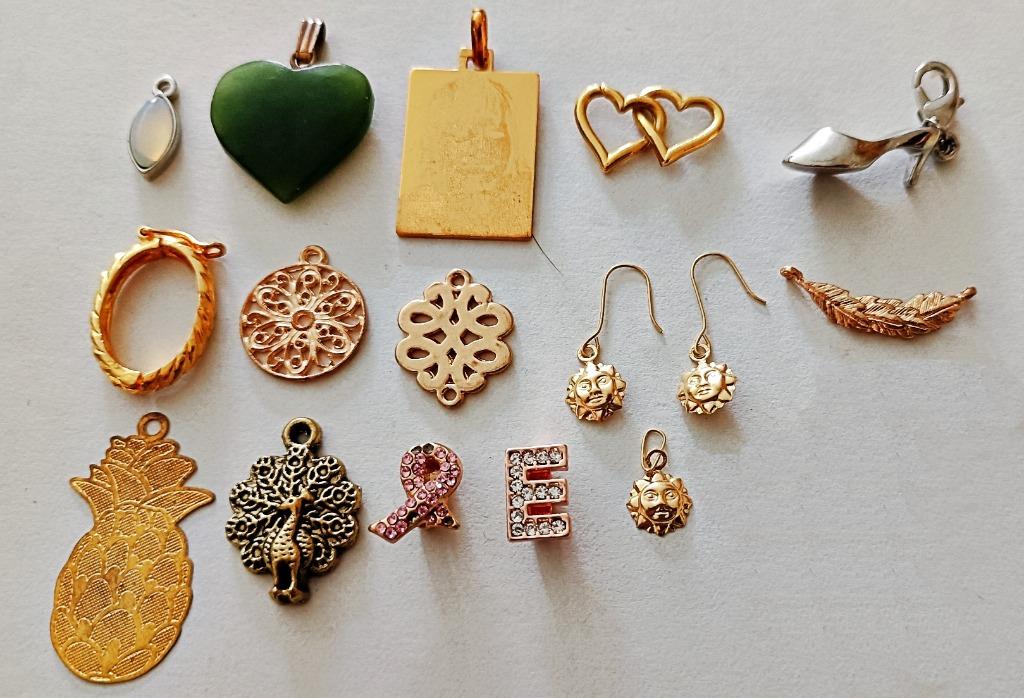 Pendentifs/boucles/connecteurs dorés + coeur aventurine, Bijoux, Sacs & Beauté, Pendentifs, Neuf, Autres matériaux, Autres couleurs