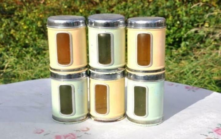 § 6 ancienne boites en metal stockage alimentaire, Antiquités & Art, Enlèvement ou Envoi