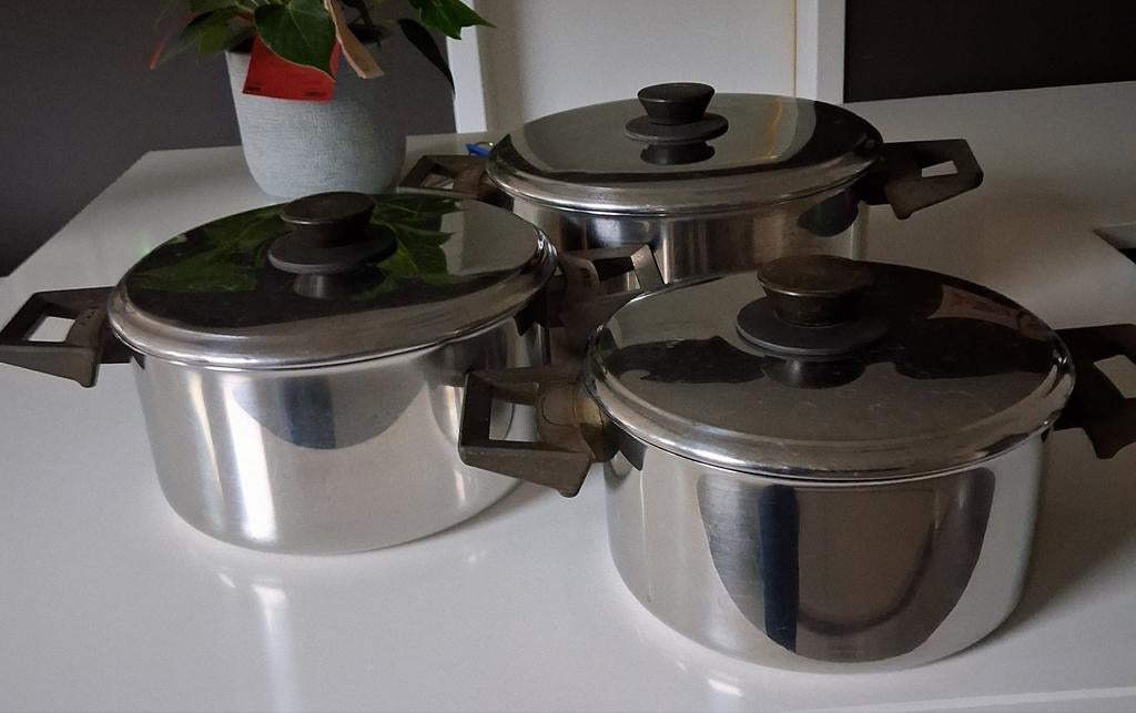 3 kookpotten, Huis en Inrichting, Keuken | Potten en Pannen, Ophalen of Verzenden, Gebruikt