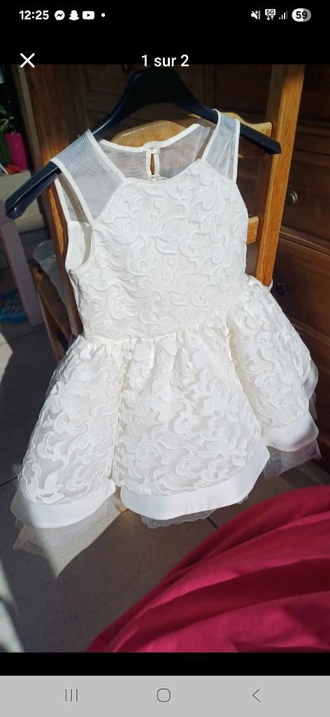 Robe cérémonie fille 6 ans (état neuf), Enlèvement ou Envoi, Neuf, Blanc