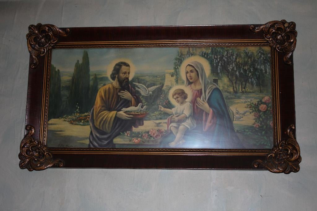 Vintage, Heilige Familie Jezus Maria Jozef, M. De Micheli, Antiek en Kunst, Ophalen
