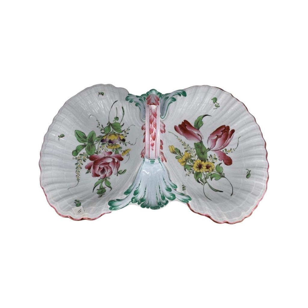 Mendiant en Faïence de Lunéville Décor Floral Monogrammé K.G
