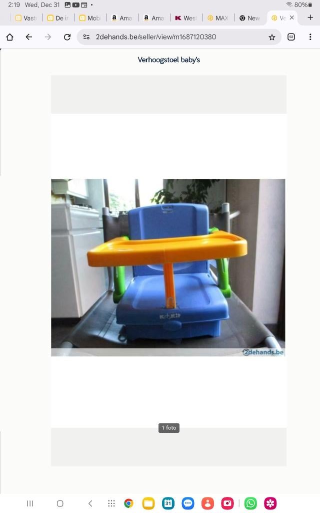 KIDS KIT verhoogstoel, Kinderen en Baby's, Kinderstoelen, Ophalen, Zo goed als nieuw, Inklapstoel, Gordel(s)