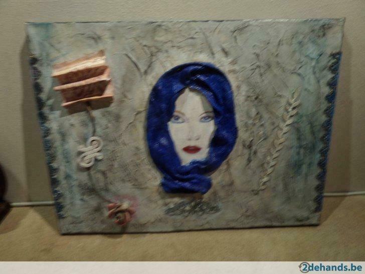 Schilderij 'Fantasy in blue' door Astrid Deweer, Antiek en Kunst, Ophalen