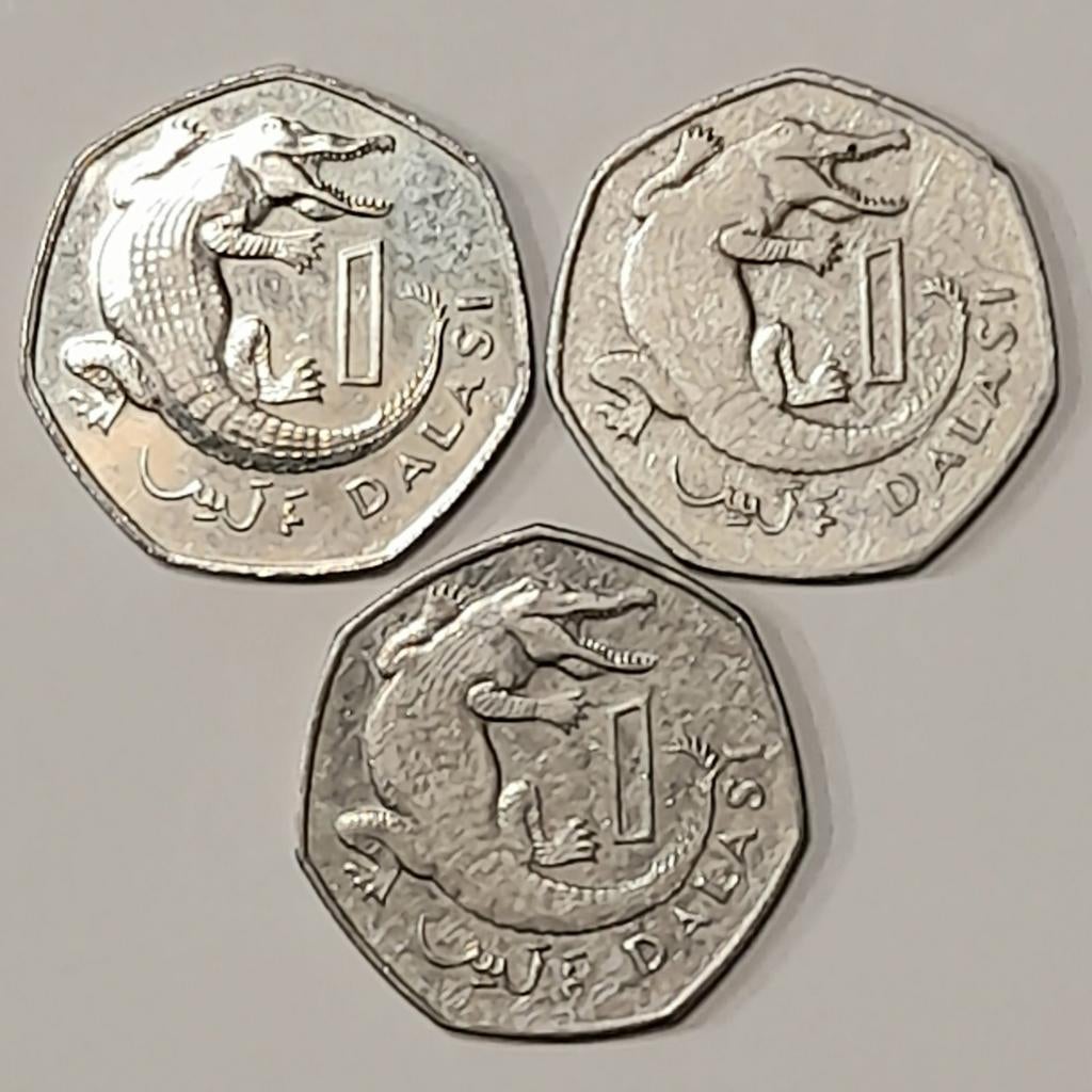 GAMBIE 3 x 1 dalasi (640), Enlèvement ou Envoi, Autres pays, Série