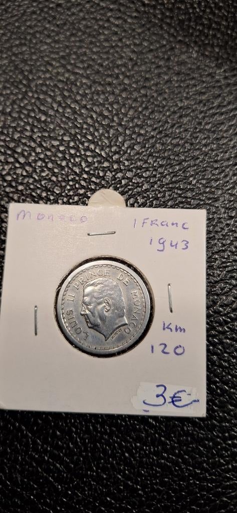 1##    Monaco 1 franc 1943, Postzegels en Munten, Ophalen of Verzenden