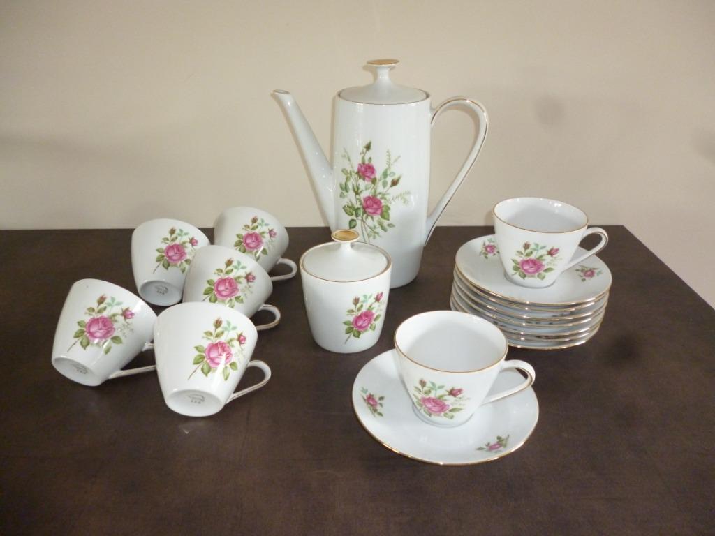 Koffieservies MITTERTEICH BAVARIA porselein wit bloemen, Ophalen of Verzenden