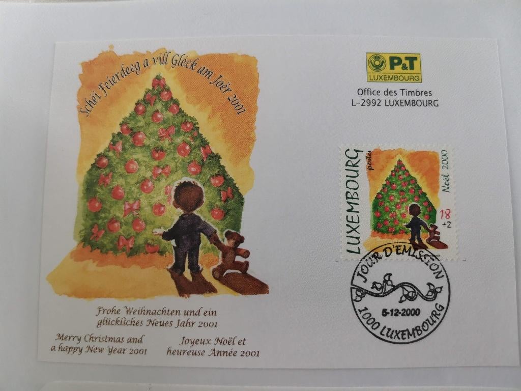 Luxembourg 2000 - carte postale premier jour - Noël, Enlèvement ou Envoi, Luxembourg, Affranchi