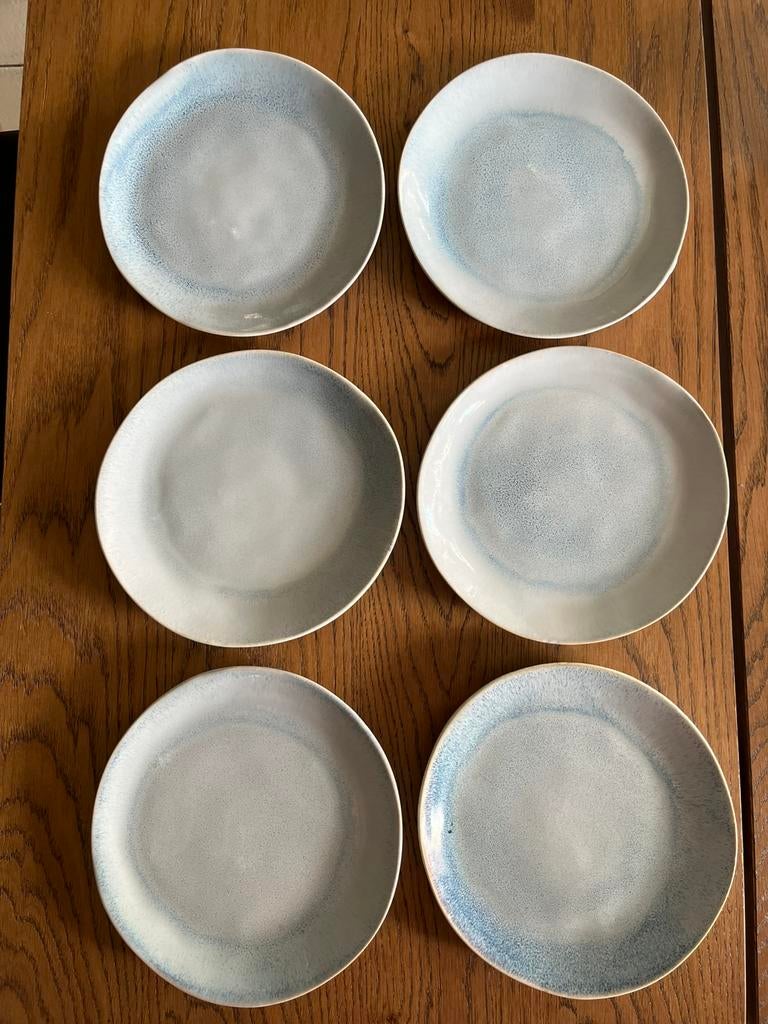 6 blauwe dessert/ontbijt bordjes, Ophalen