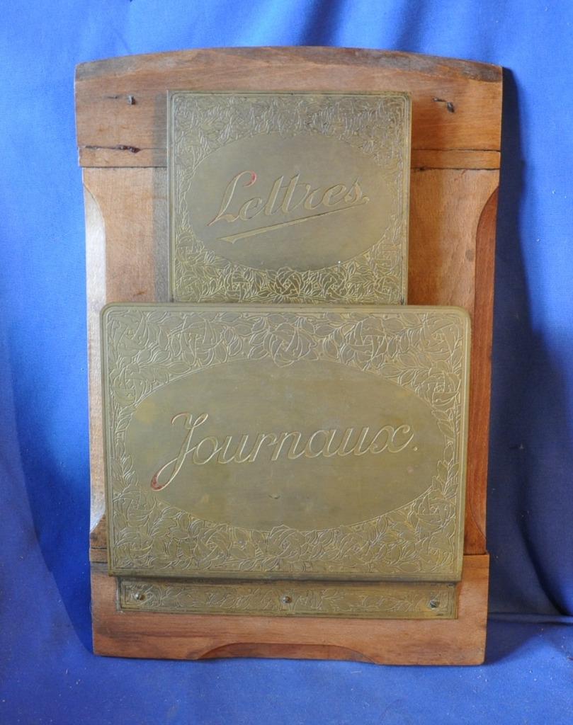 porte lettre et journaux cuivre sur bois chêne, Ophalen of Verzenden, Gebruikt