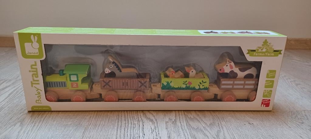 Houten babytrein ´boerderijdieren´ - Janod - 18m, Enlèvement ou Envoi, Comme neuf