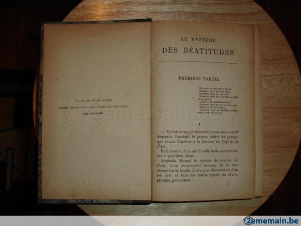 Le mystère des béatitudes, Colette Yver, Enlèvement ou Envoi, Utilisé