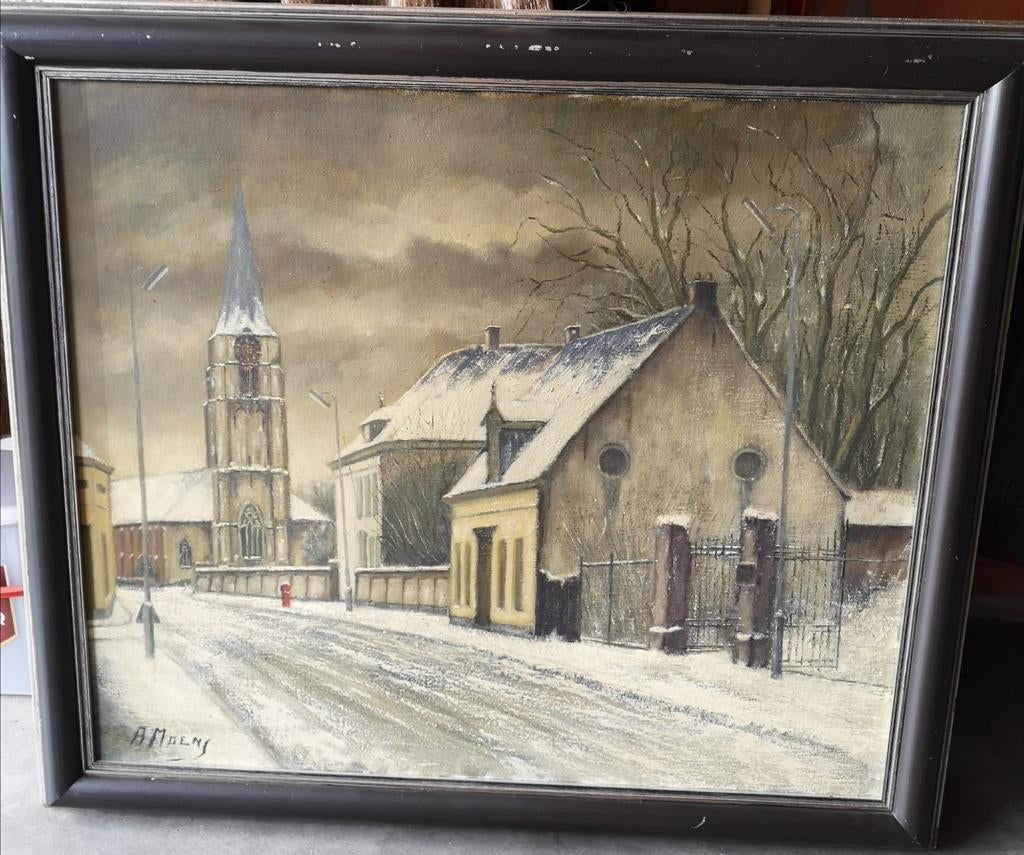 Schilderij kerk Wilrijk, Ophalen of Verzenden