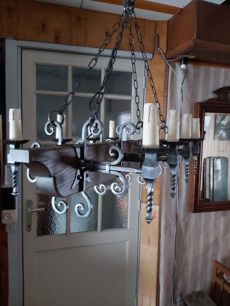 Luster voor 8 lampen met kaarshouders, Tuin en Terras, Ophalen, Zo goed als nieuw