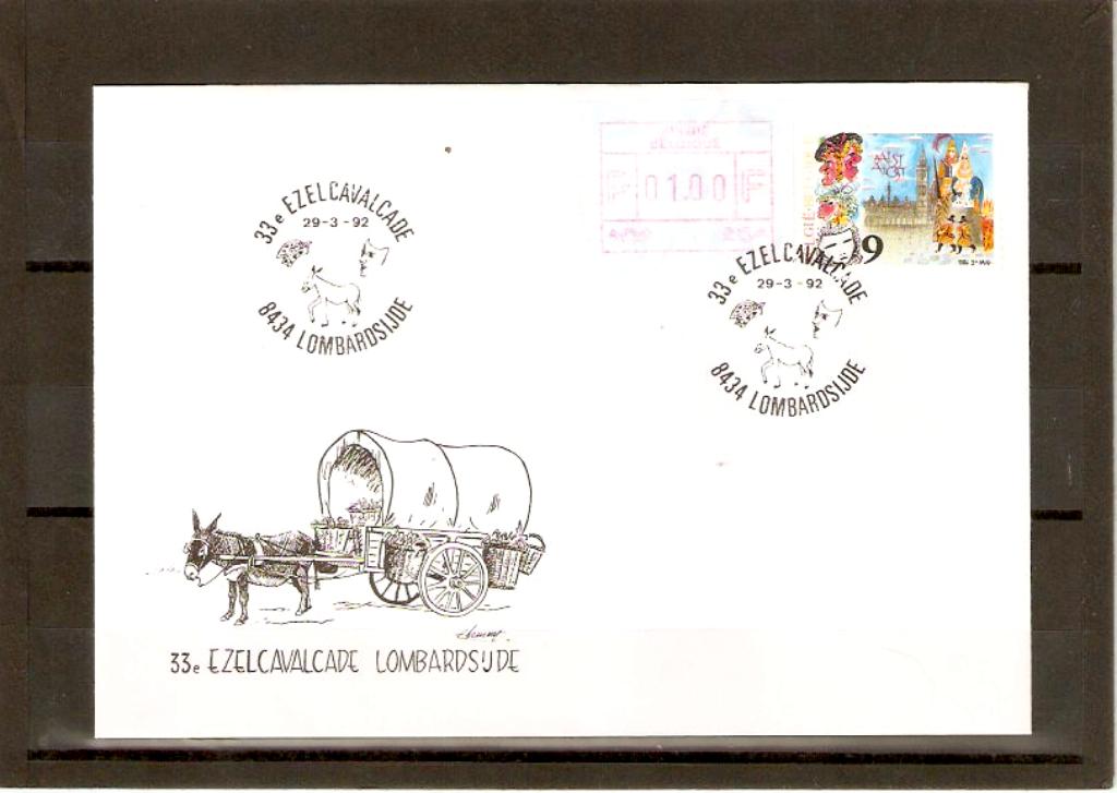 postzegels Belgie ezelstoet  lombardsijde  zeer mooi, Enlèvement ou Envoi, Affranchi, Oblitération 1er jour, Avec timbre