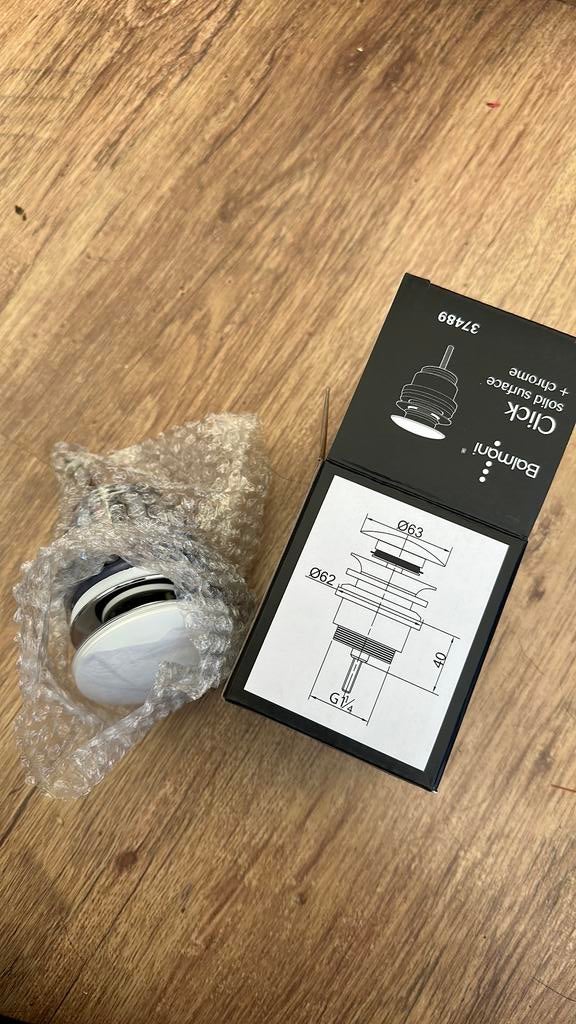 Balmani plug Solid surface + Chrome, Doe-het-zelf en Bouw, Ophalen of Verzenden, Nieuw, Chroom, Wastafel