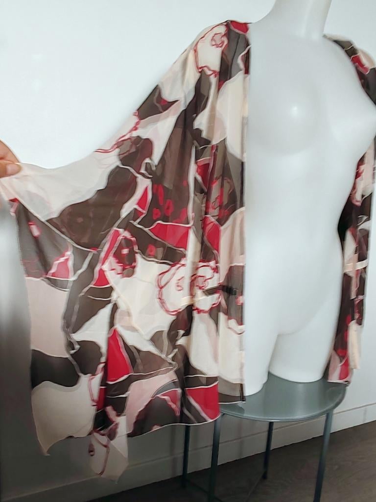 Kimono en voile transparent imprimé floral taille 52, Enlèvement ou Envoi