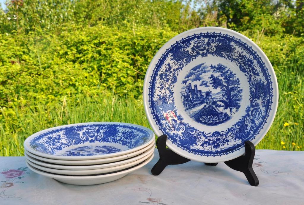 6 assiettes creuse boch decor chateau, Enlèvement ou Envoi