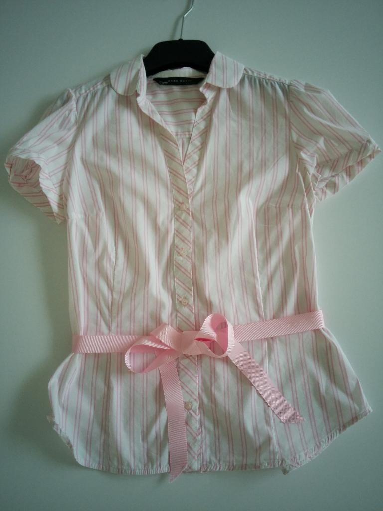 Wit hemd met roze strepen van ZARA maat M, Kleding | Dames, Maat 38/40 (M), Ophalen of Verzenden, Zo goed als nieuw, Wit