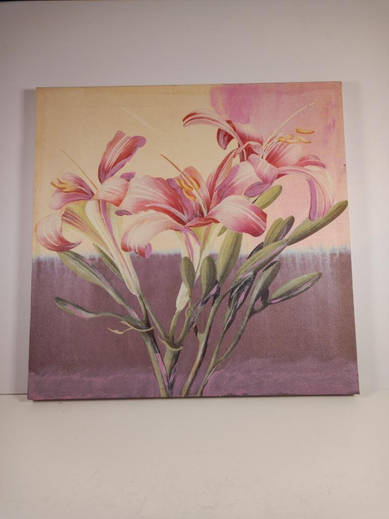 Cadre en bois avec lithographie fleur, Ophalen of Verzenden