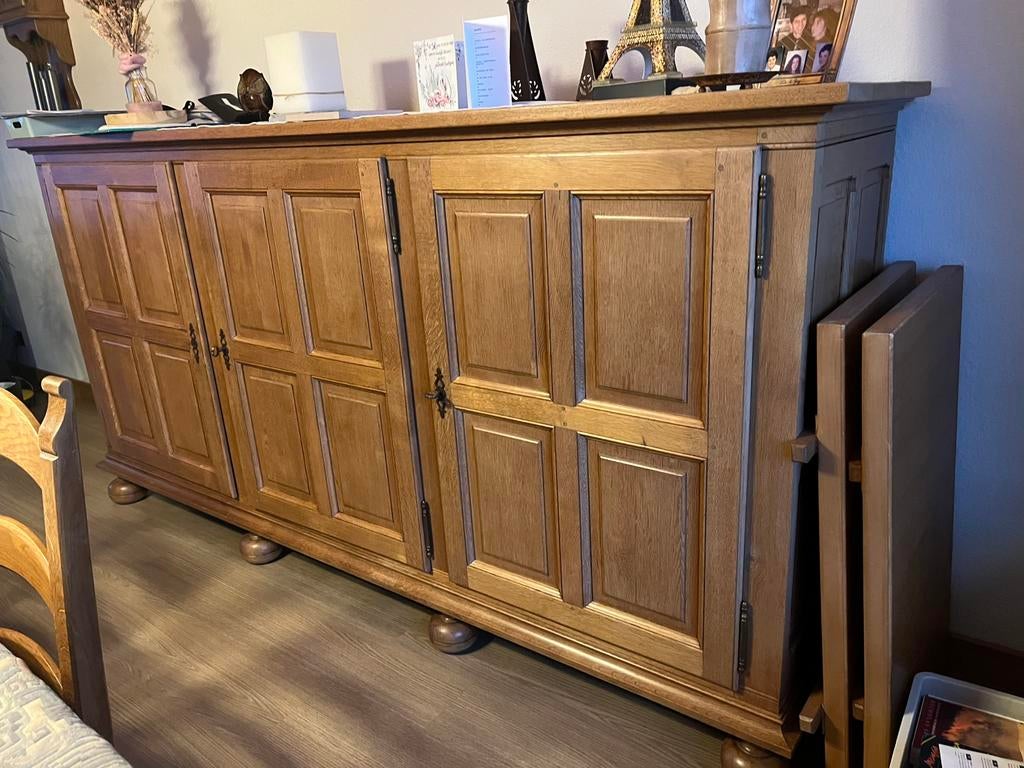 2 eikenhouten bijpassende kasten Draulans meubelen, Ophalen, Zo goed als nieuw
