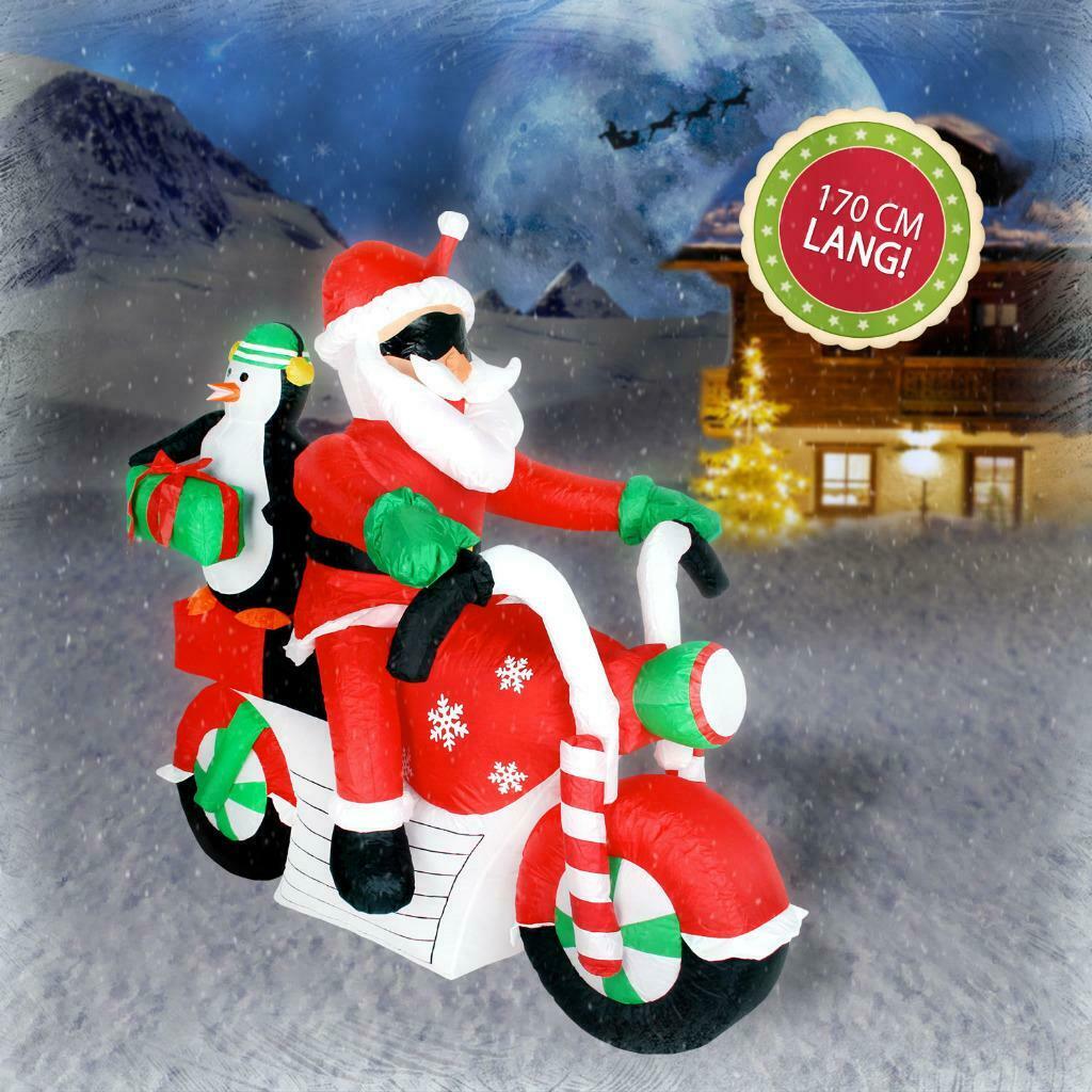 Kerstman Op Harley LED-Verlichting. Opblaasbaar! Eye-Catcher, Enlèvement ou Envoi, Neuf