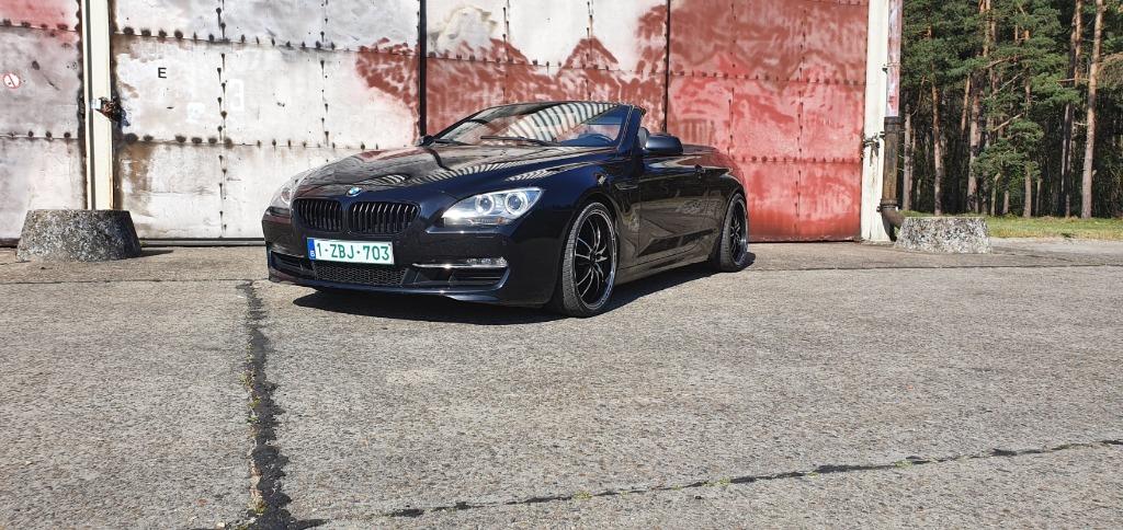 bmw 640i cabrio blackline 93000km met 1j garantie, Auto's, BMW, Automaat, Zwart, Cabriolet, Zwart