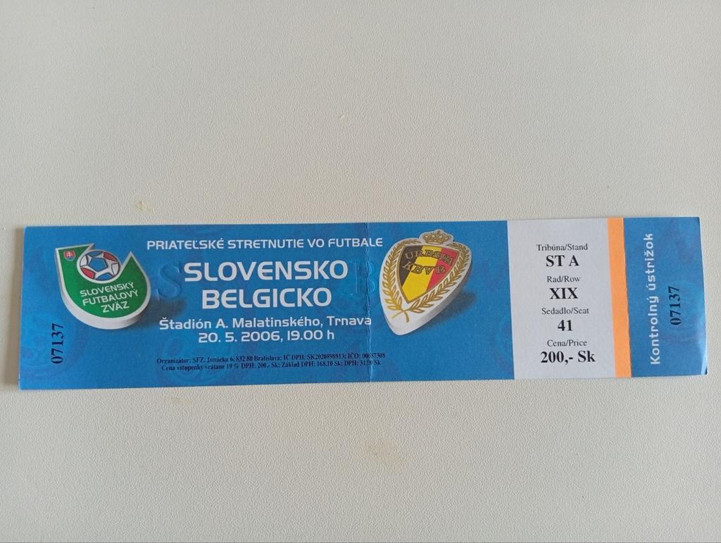 Ticket Slovenië vs belgie 2006, Ophalen of Verzenden
