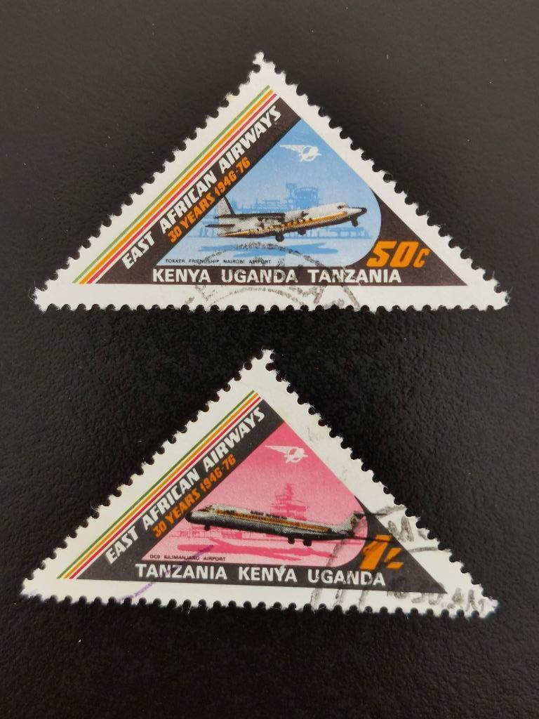 Kenya-Tanz-Uganda 1976 - vliegtuigen, Ophalen of Verzenden, Gestempeld, Vliegtuigen