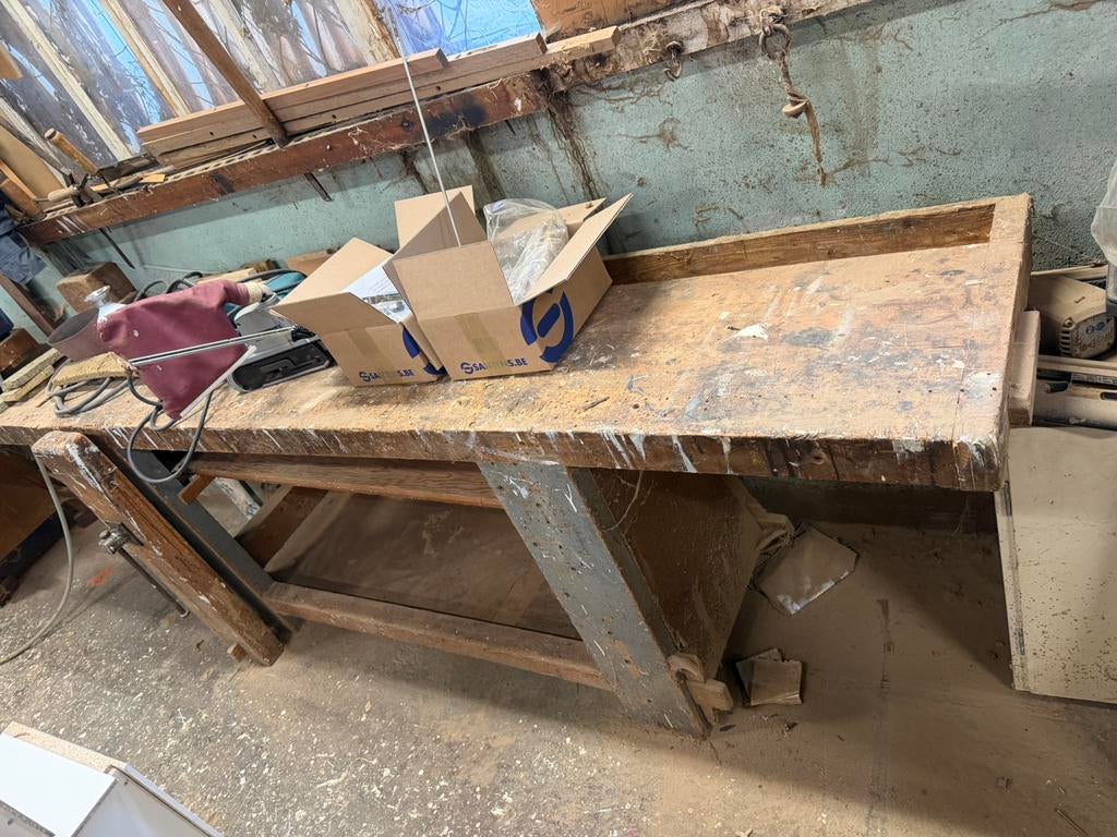 Oude werkbank te koop, Enlèvement, Utilisé, Moins de 70 cm