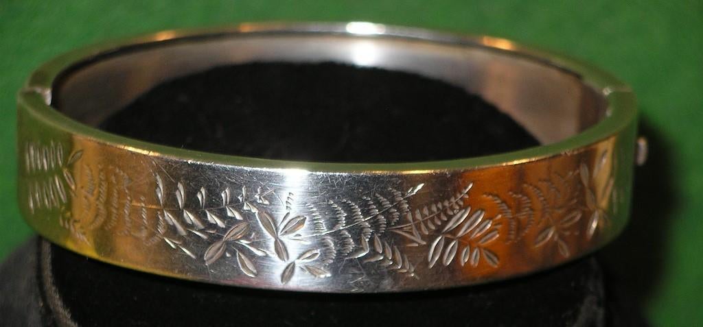 BRACELET ARGENT MODELE"ESCLAVE"DECOR FLORAL EPOQUE 1900, Enlèvement ou Envoi, Utilisé, Argent, Argent
