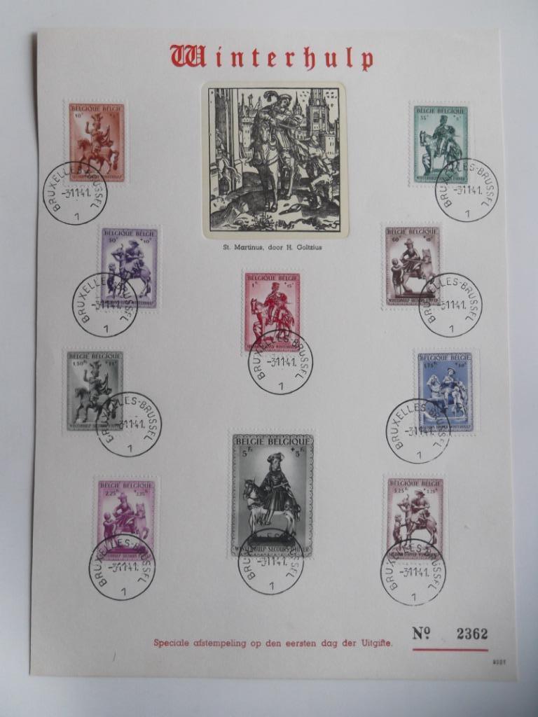 583-592 Kunstblad Winterhulp 1941 obl, Postzegels en Munten, Ophalen of Verzenden, Gestempeld, 1e dag stempel